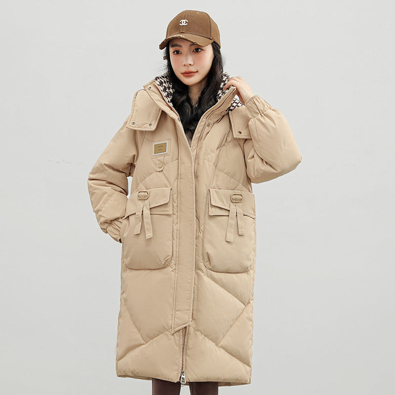 Women Cotton Coat Over The Knee Padded Down Jacket