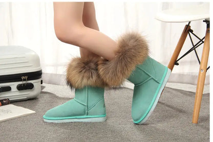 Women's Fox Fur Snow Boots