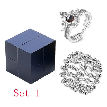 Personalized 'I Love You' Rings Set with Creative Jewelry Box