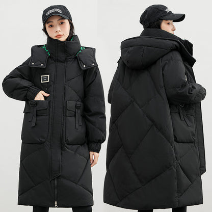 Women Cotton Coat Over The Knee Padded Down Jacket