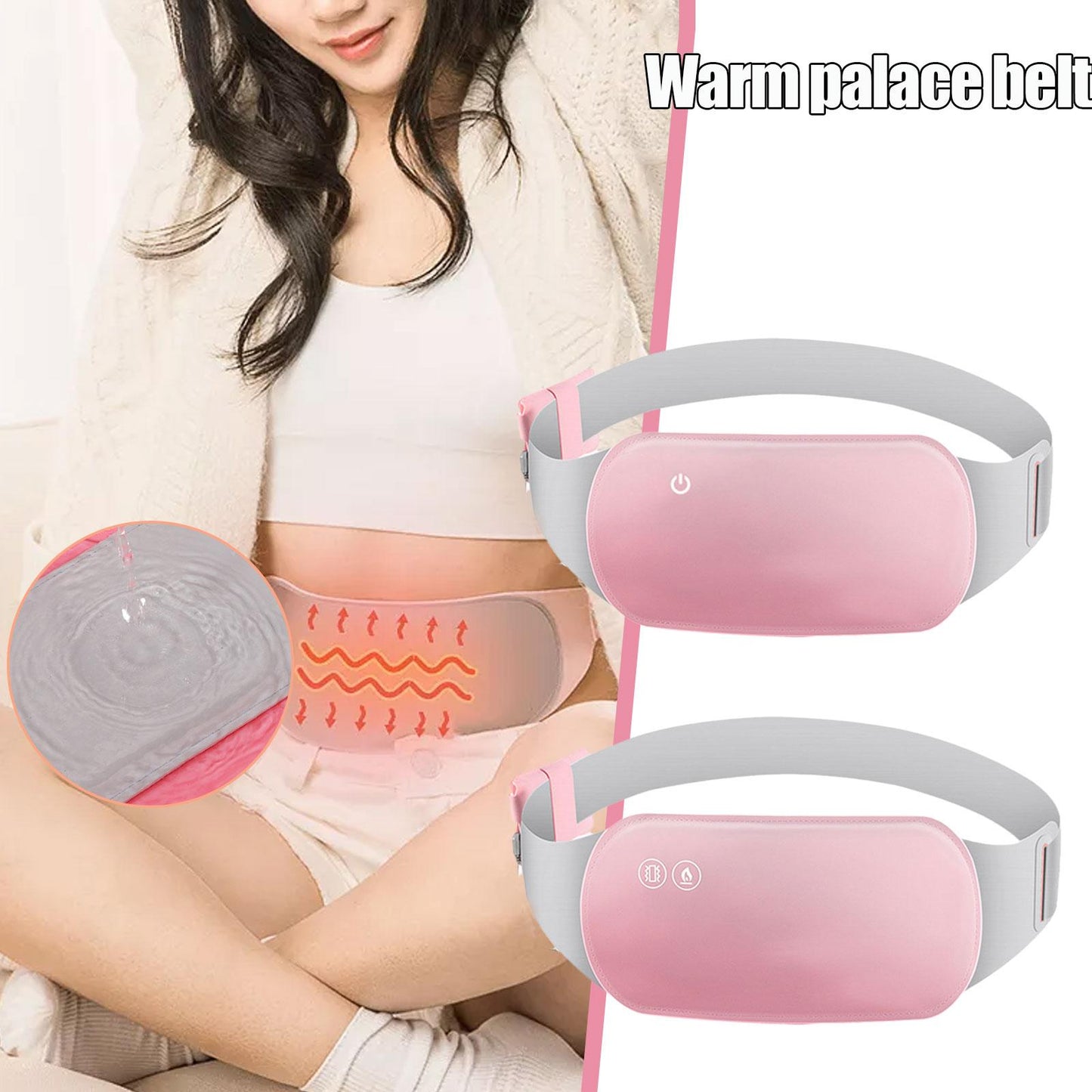 Electric Heated Hot Compress Belt Massager Menstrual Cramp Heating Pad Pain Relief Gift for Women & Girls