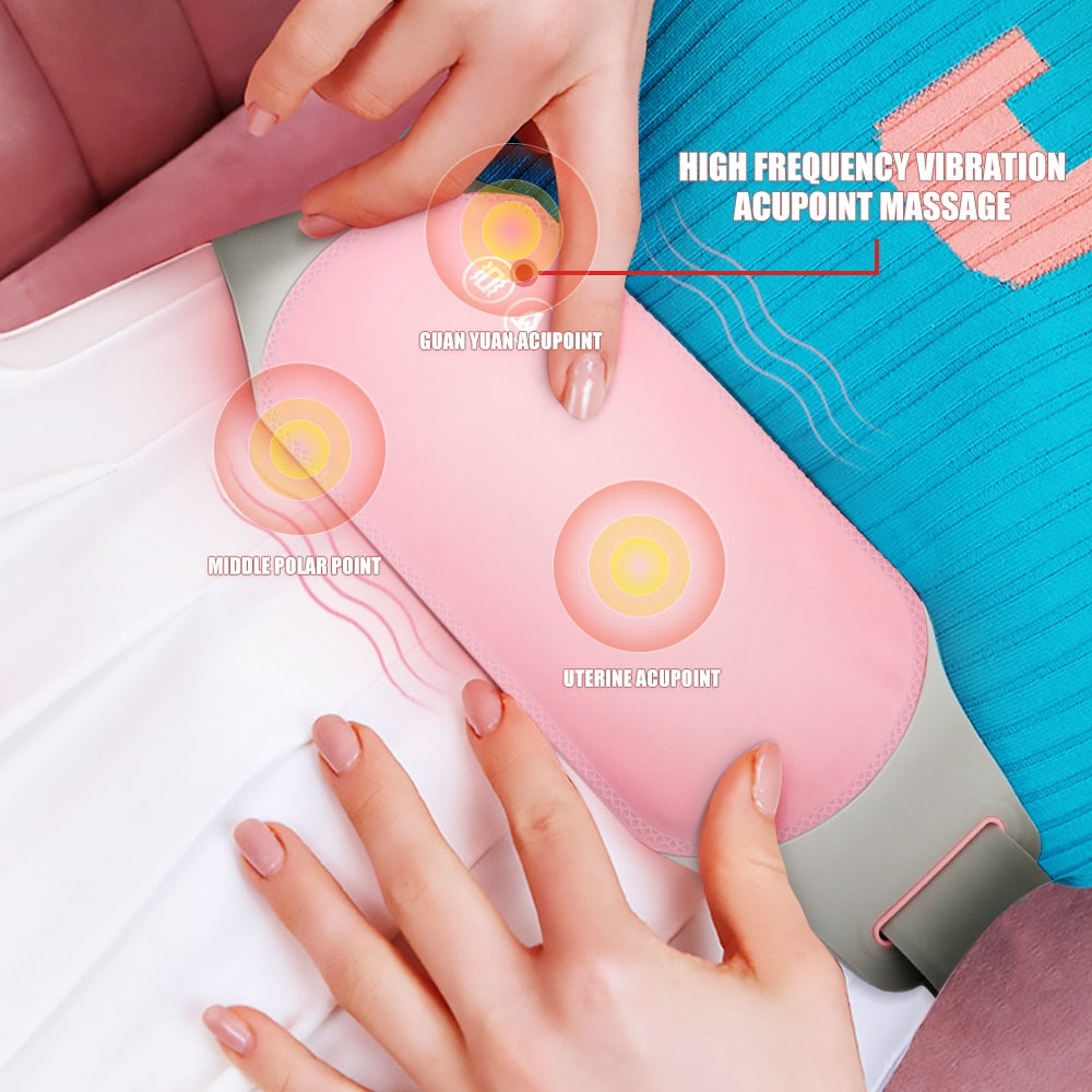 Electric Heated Hot Compress Belt Massager Menstrual Cramp Heating Pad Pain Relief Gift for Women & Girls