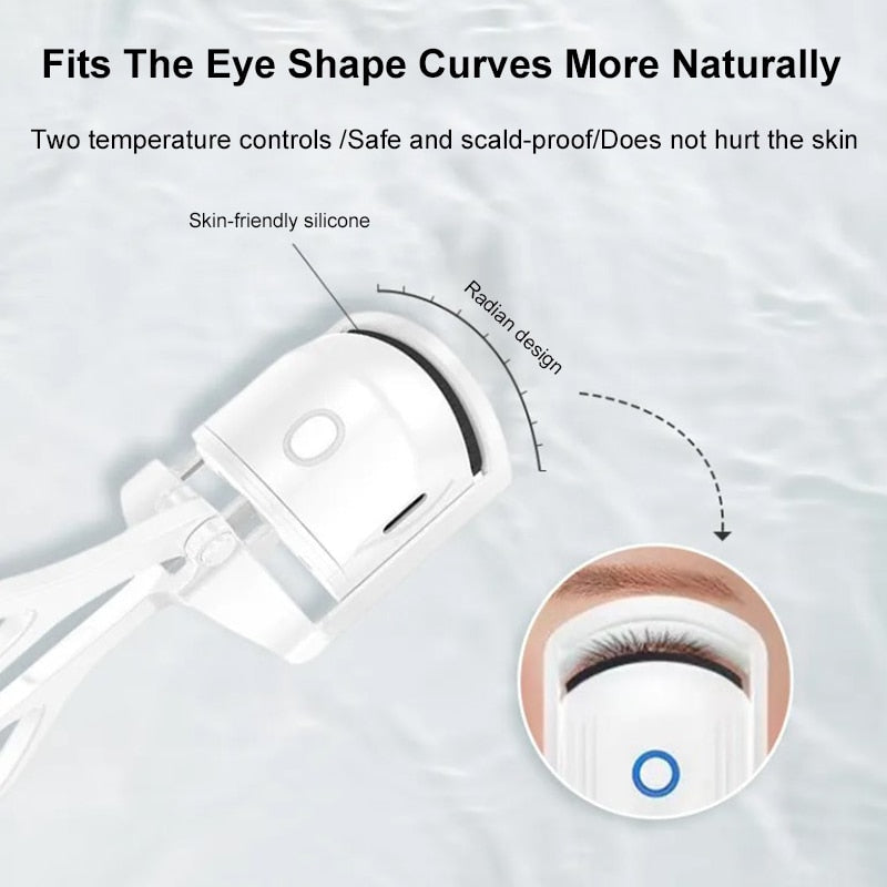 Portable Electric Heated Eyelash Curler Long Lasting Thermal Eyelashes Curls