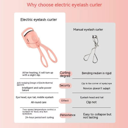 Portable Electric Heated Eyelash Curler Long Lasting Thermal Eyelashes Curls