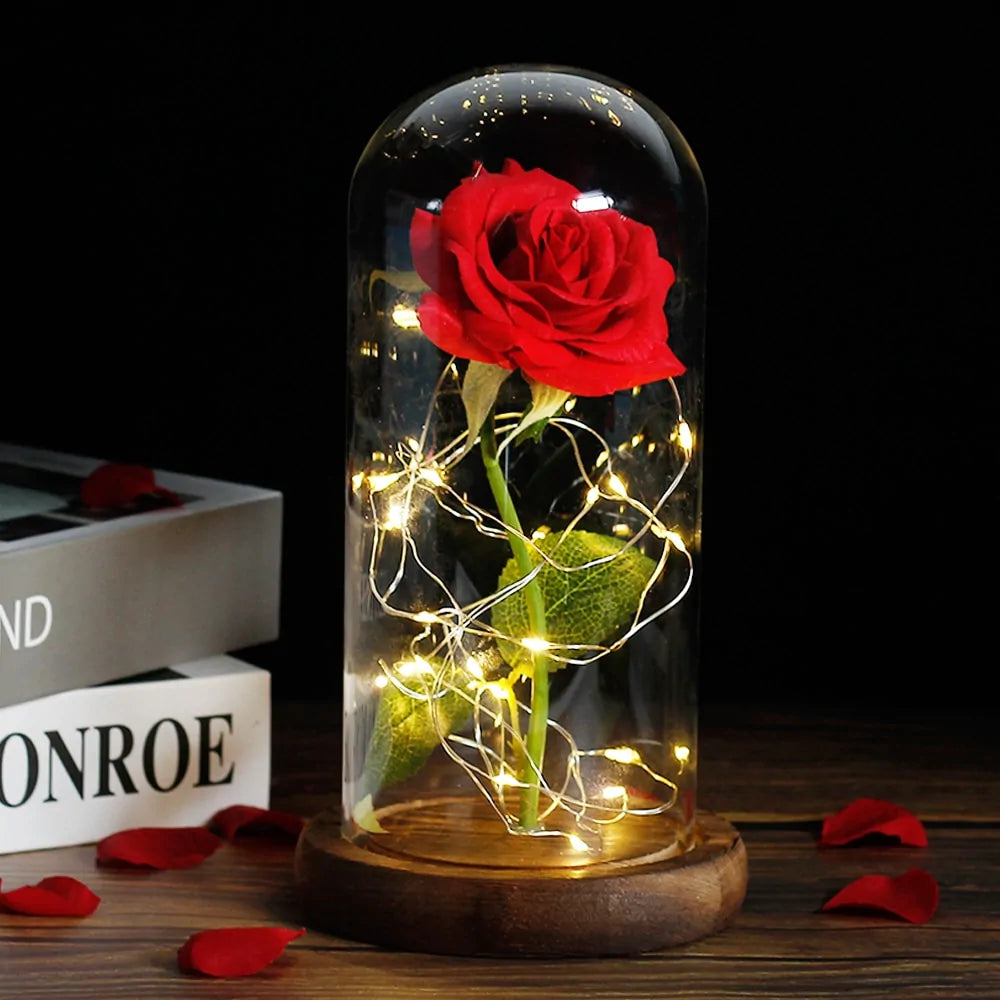 Beauty And The Beast Rose Rose In LED Glass GIFT