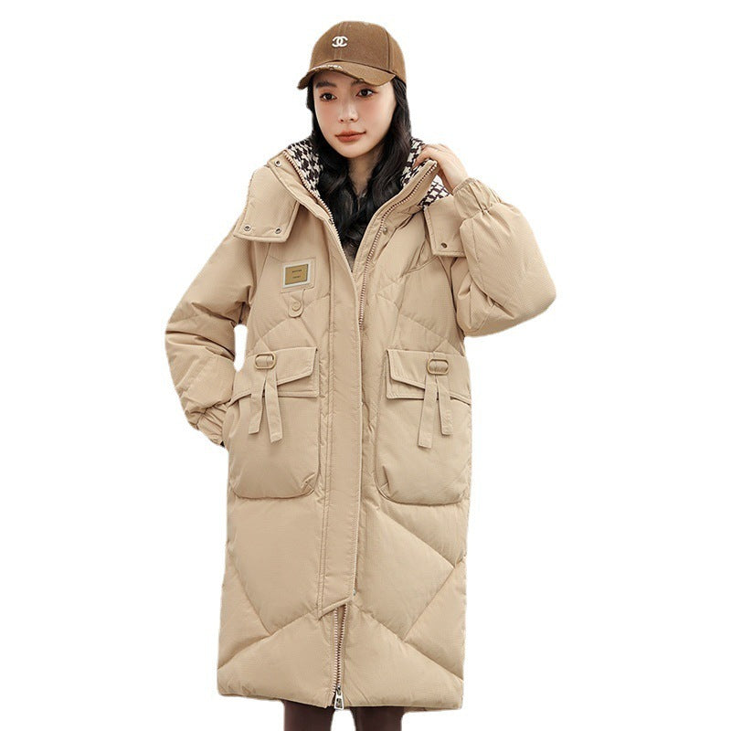 Women Cotton Coat Over The Knee Padded Down Jacket