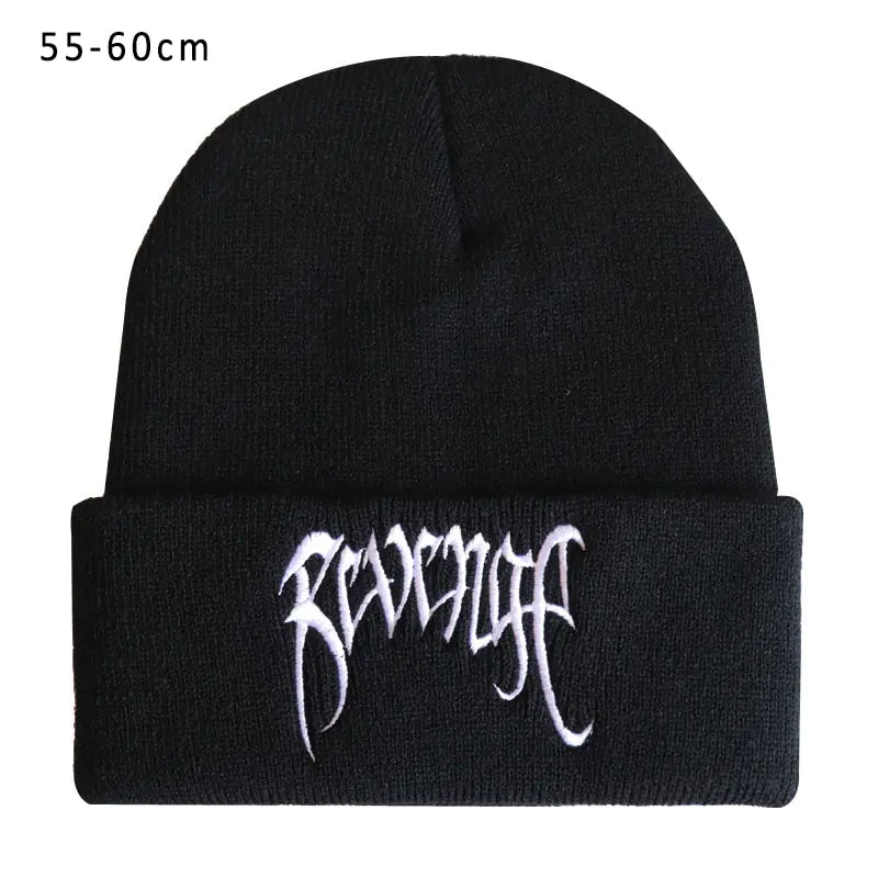 Black Knitted Embroidery Hats