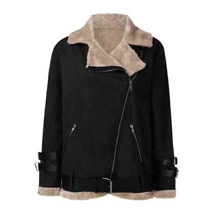 Faux Fur Lamb Leather Deer Skin Women Coat