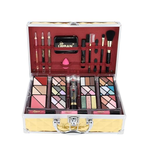 Vegan Makeup Vanity Case Love Urban Beauty Luxe Gold Touch Travel Gift Set 73pc