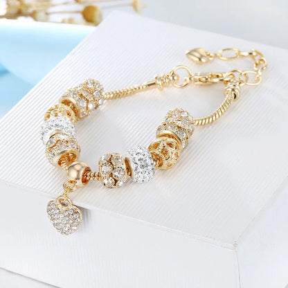 Cubic Charm Gold Heart Bracelets For Women Jewerly Gift