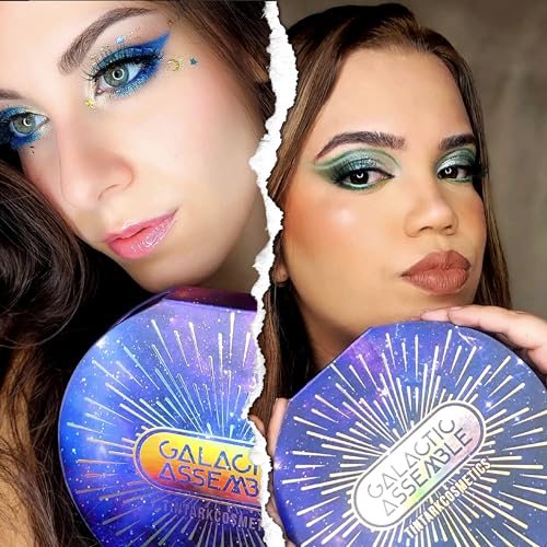 TINTARK Galactic Assemble Eyeshadow Palette Makeup, Glitter Shimmer Sparkle Metallic Eyeshadows, Blue Brown Eye Shadow Pallets Make up Waterproof, Talc Free