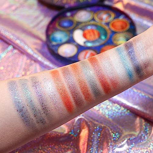 TINTARK Galactic Assemble Eyeshadow Palette Makeup, Glitter Shimmer Sparkle Metallic Eyeshadows, Blue Brown Eye Shadow Pallets Make up Waterproof, Talc Free