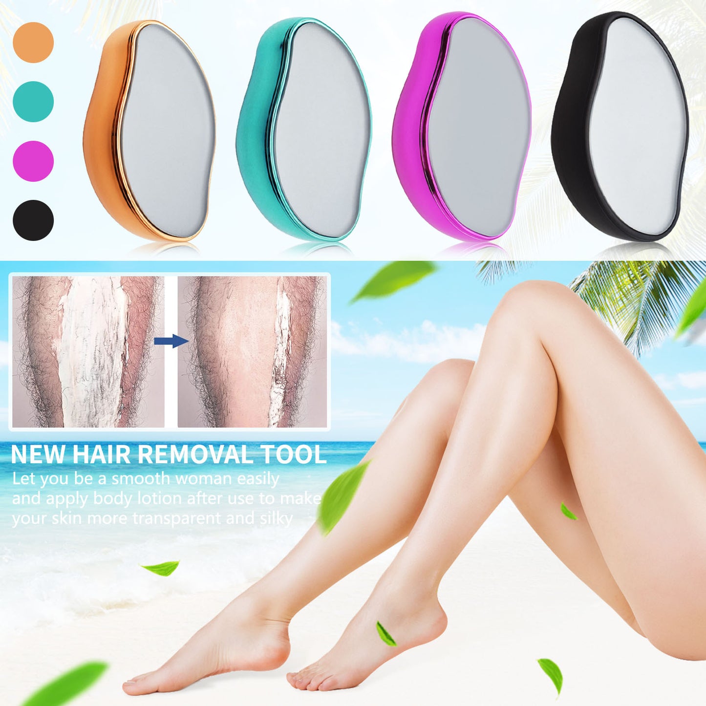 Hair Removal Epilator Hair Eraser Painless Nano Glass Technology Device for The Smooth Skin