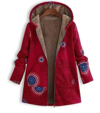 Winter Retro Hooded Cashmere Jacket for Women