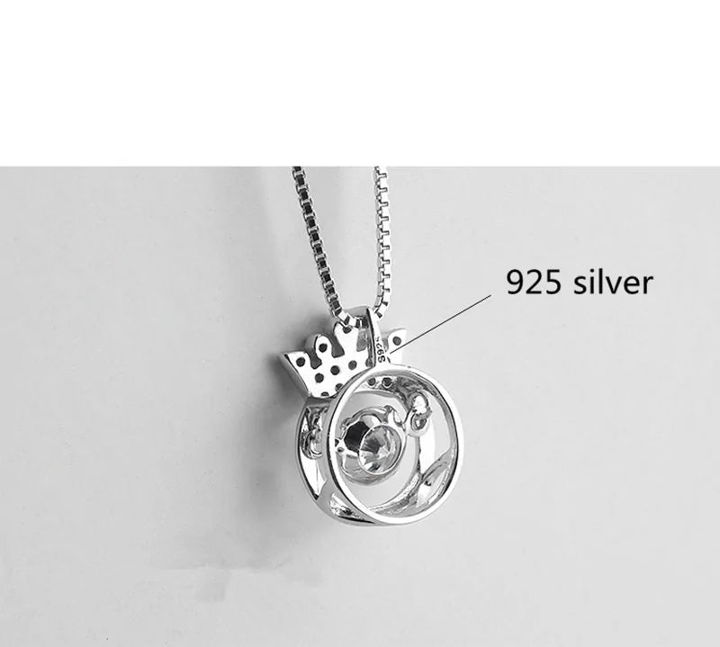 Designer Crown Pendant Sterling Silver Necklace for Women