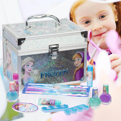 Disney Frozen Train Case Makeup Set for Kids | Makeup Kit Includes Lip Gloss, Nail Polish, Accessories & more | Gifts for Ages 3+ by Townley Girl