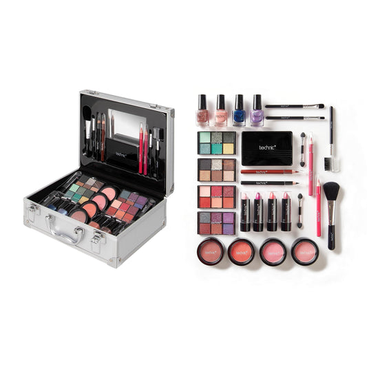 Technic 28 Pcs Professional Carry & Storage Train Case Including Beauty Makeup Cosmetics & Tools