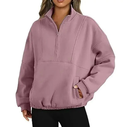 Zipper Pocket Polyester  Women's Sweater