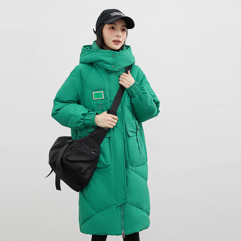 Women Cotton Coat Over The Knee Padded Down Jacket