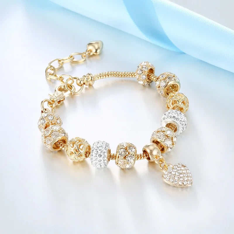 Cubic Charm Gold Heart Bracelets For Women Jewerly Gift