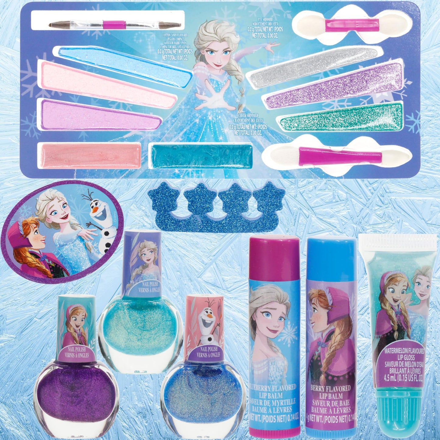 Disney Frozen Train Case Makeup Set for Kids | Makeup Kit Includes Lip Gloss, Nail Polish, Accessories & more | Gifts for Ages 3+ by Townley Girl