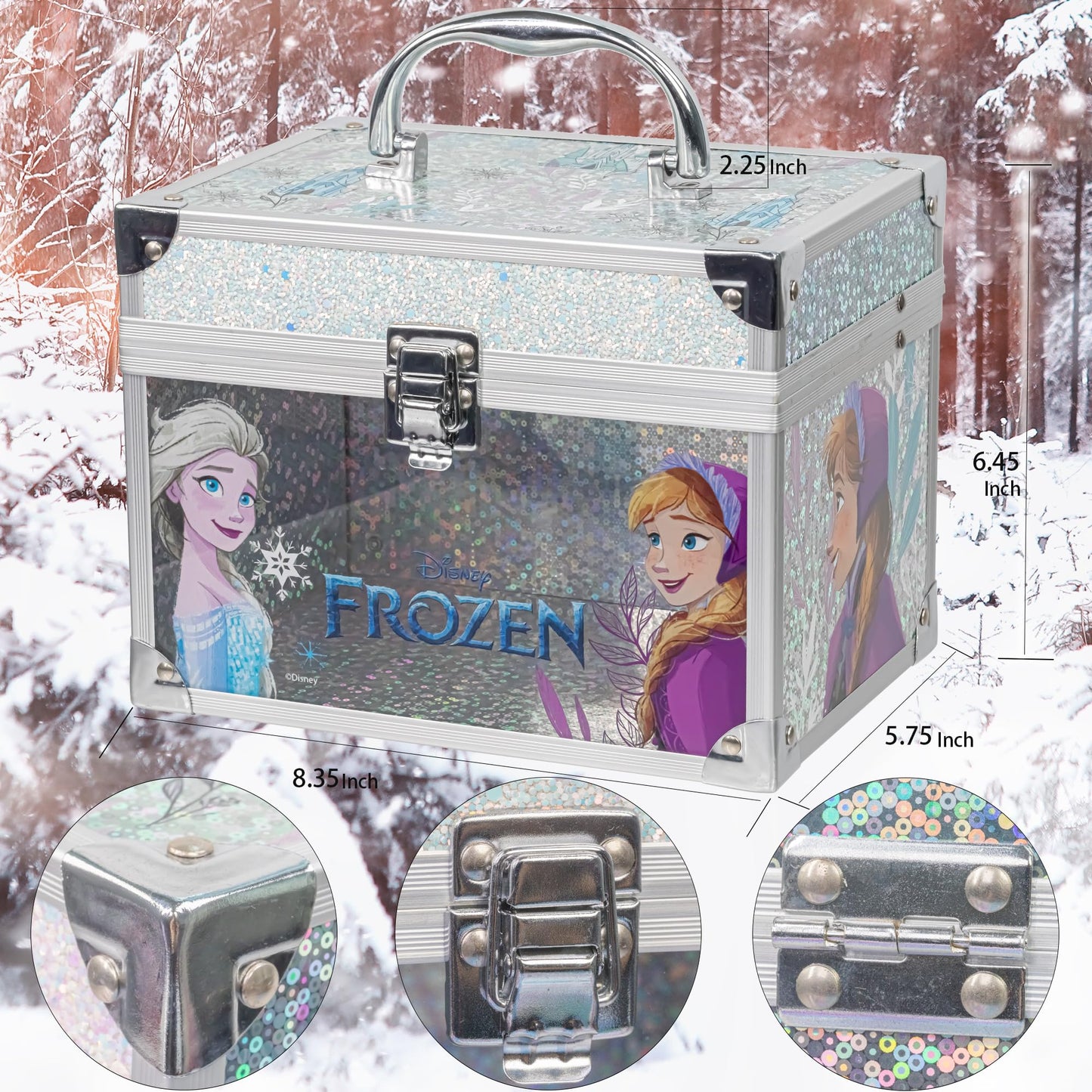 Disney Frozen Train Case Makeup Set for Kids | Makeup Kit Includes Lip Gloss, Nail Polish, Accessories & more | Gifts for Ages 3+ by Townley Girl