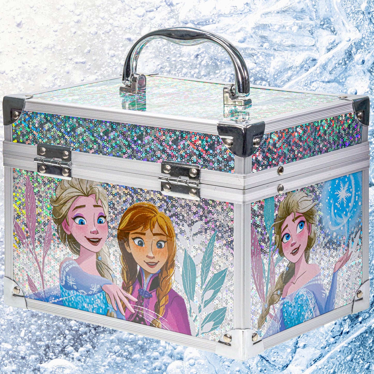 Disney Frozen Train Case Makeup Set for Kids | Makeup Kit Includes Lip Gloss, Nail Polish, Accessories & more | Gifts for Ages 3+ by Townley Girl