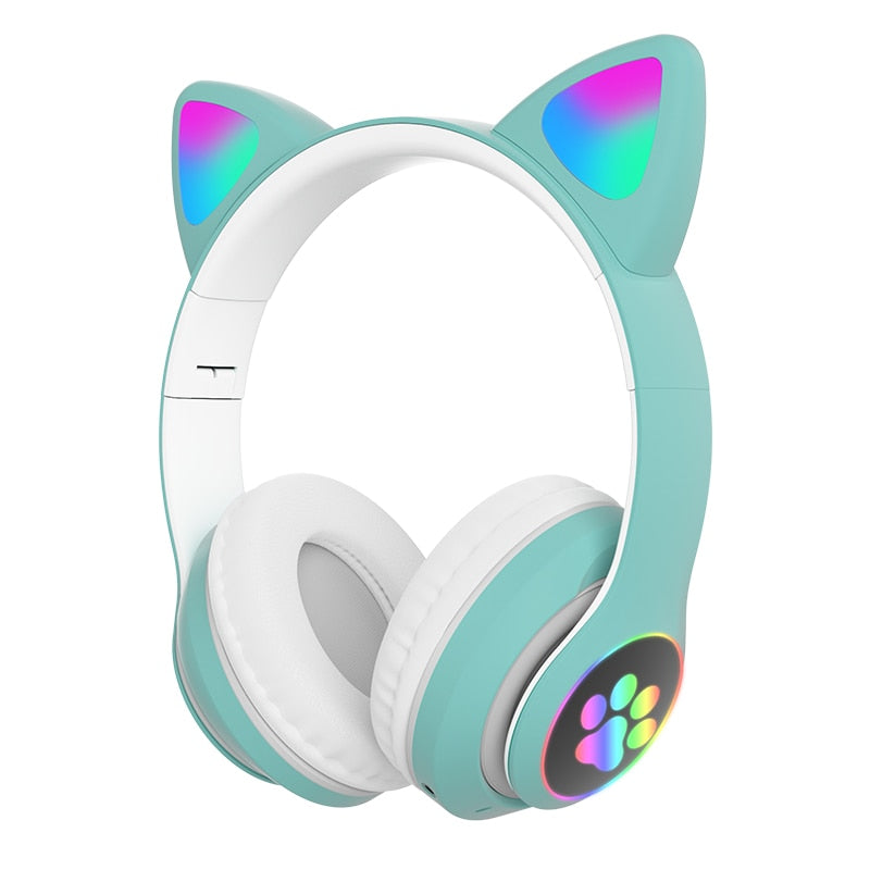 LED Cat Ear Bluetooth 5.0 Headphones with Noise Cancelling