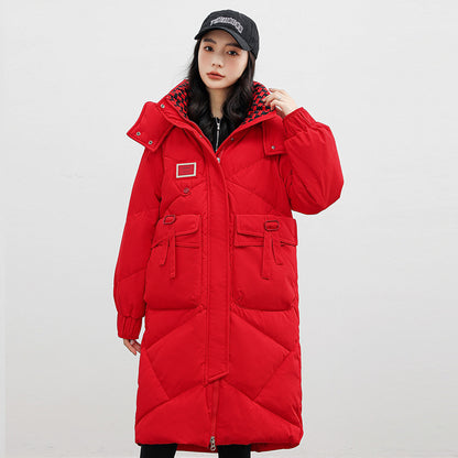 Women Cotton Coat Over The Knee Padded Down Jacket