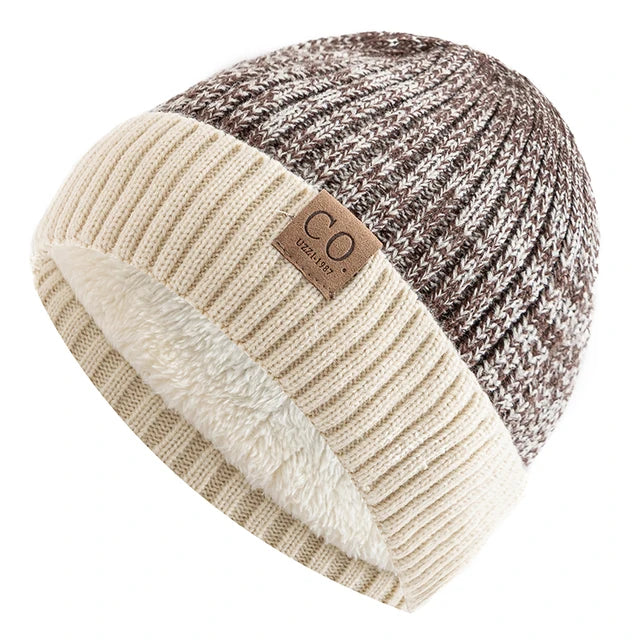 Two-Tone Winter Knitted Beanie for Men and Women