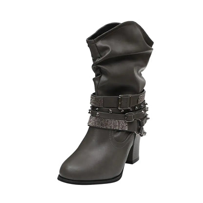 Sprigo - Leather ankle boots in Western style with strap details