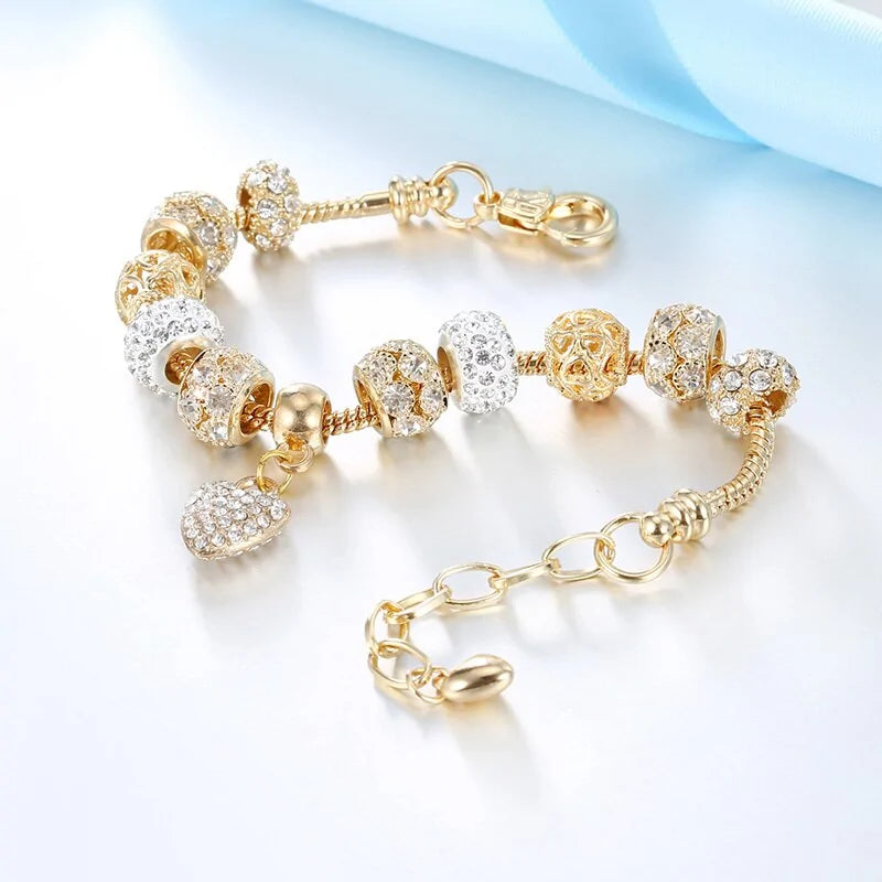 Cubic Charm Gold Heart Bracelets For Women Jewerly Gift