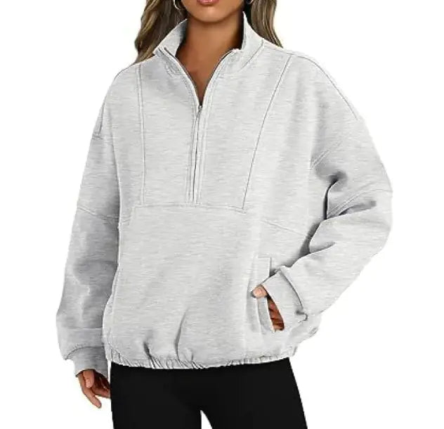 Zipper Pocket Polyester  Women's Sweater