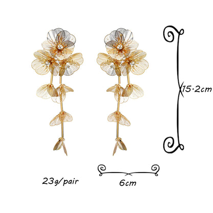 Long Flower Pendant Earrings