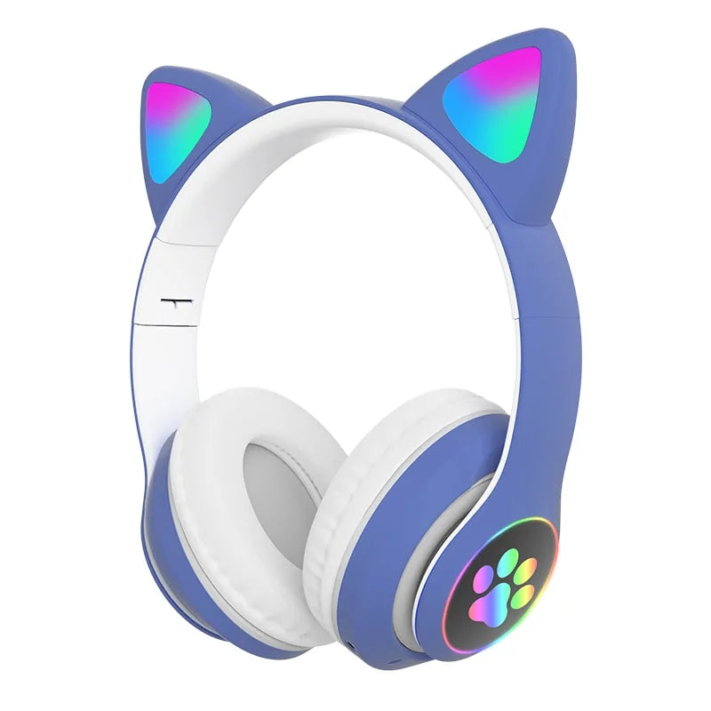 LED Cat Ear Bluetooth 5.0 Headphones with Noise Cancelling