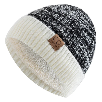 Two-Tone Winter Knitted Beanie for Men and Women