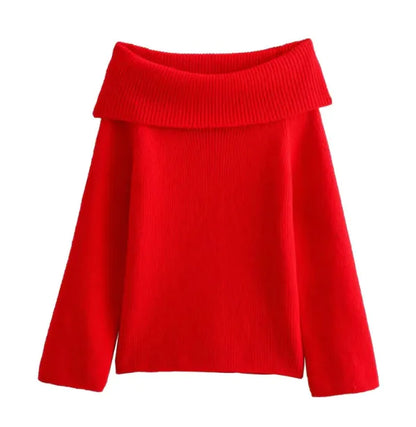 Off Shoulder Pullover Sweater for Women