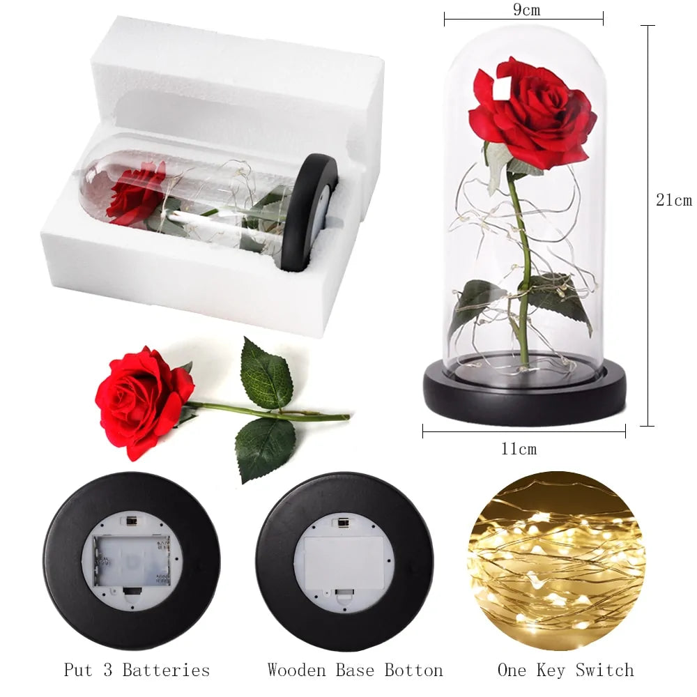 Beauty And The Beast Rose Rose In LED Glass GIFT