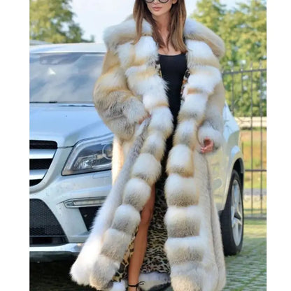 Women Coat With Hooded Faux Fur