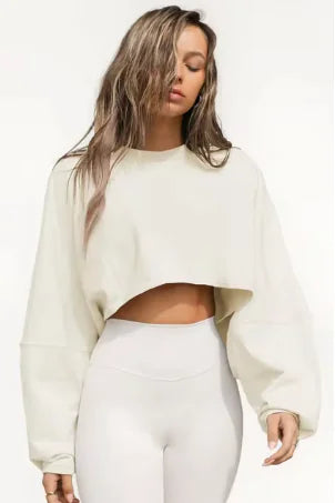 Oversized Crop Sweatshirt: Stylish O-Neck Streetwear for Women