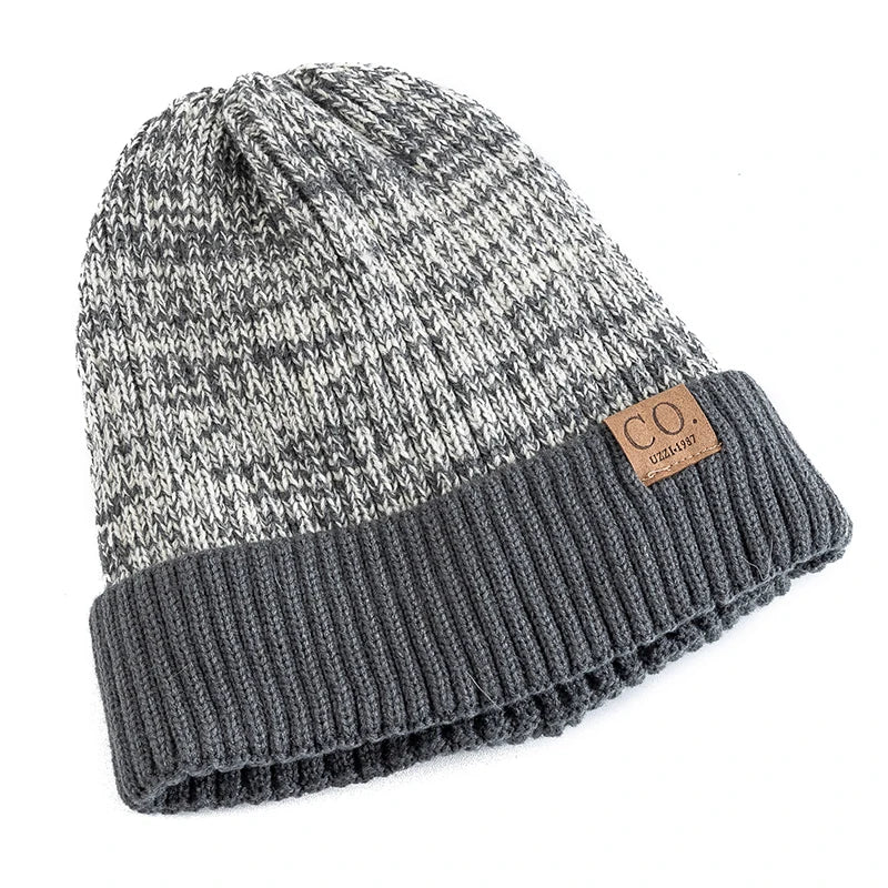 Two-Tone Winter Knitted Beanie for Men and Women