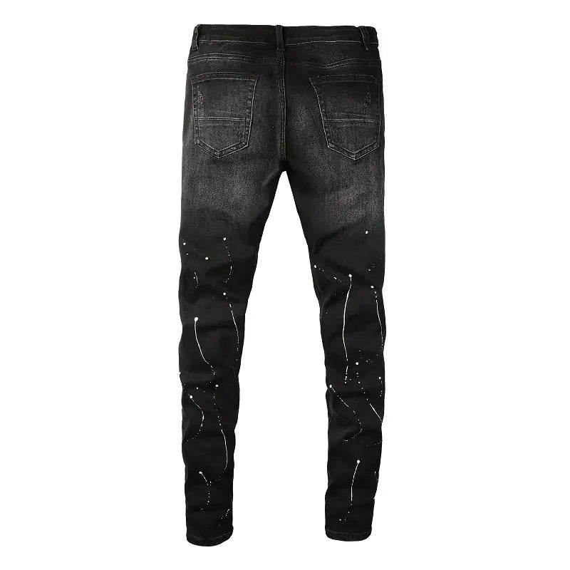 Crystal Stretch Denim Skinny Jeans Men's Trousers