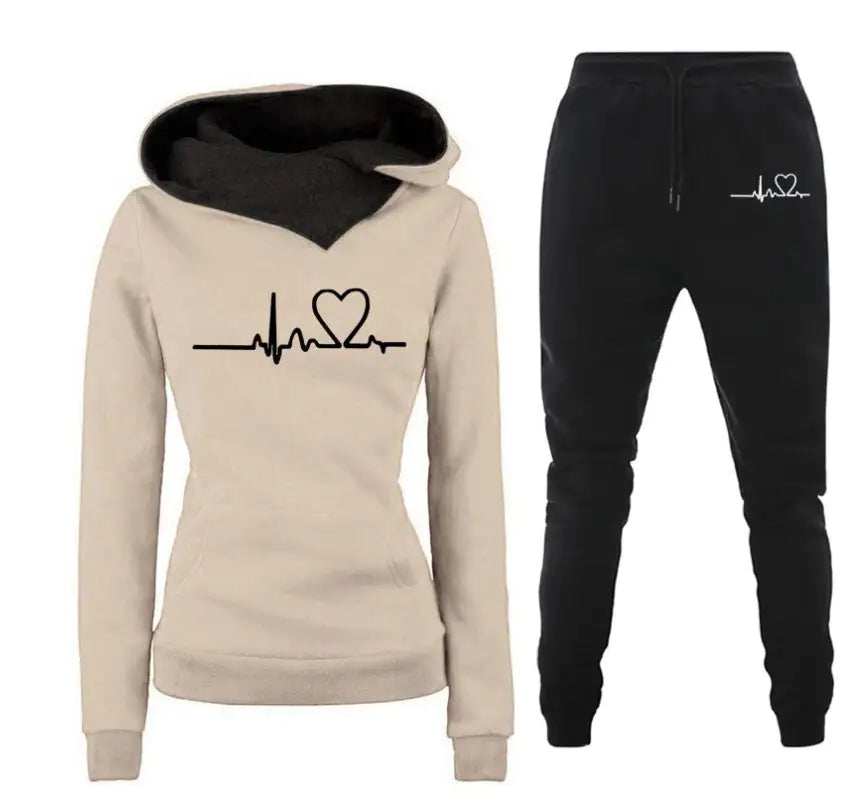 Women Winter Tracksuit Set: Hoodies + Pants