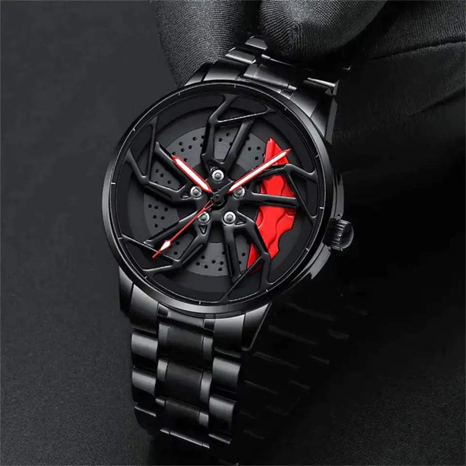 360° Rotating Car Wheel Men's Watch