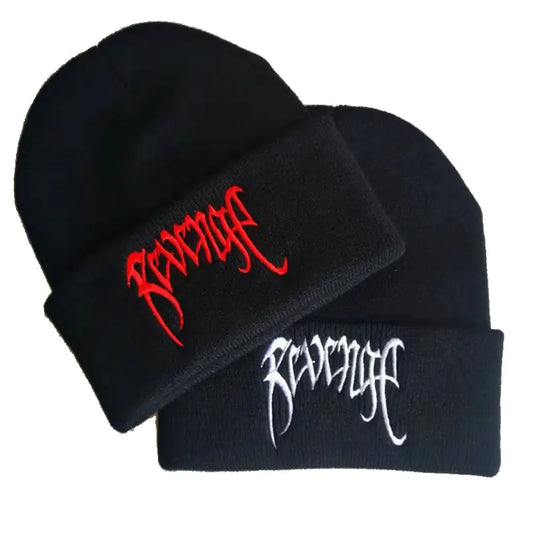 Black Knitted Embroidery Hats