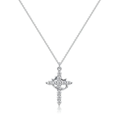 Rotatable Cross Crown Necklace