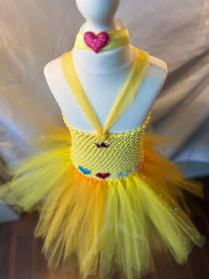 Tutu Dress Tulle & Crochet Dress Up Costume. Glitter Birthday Party with Matching Hairband