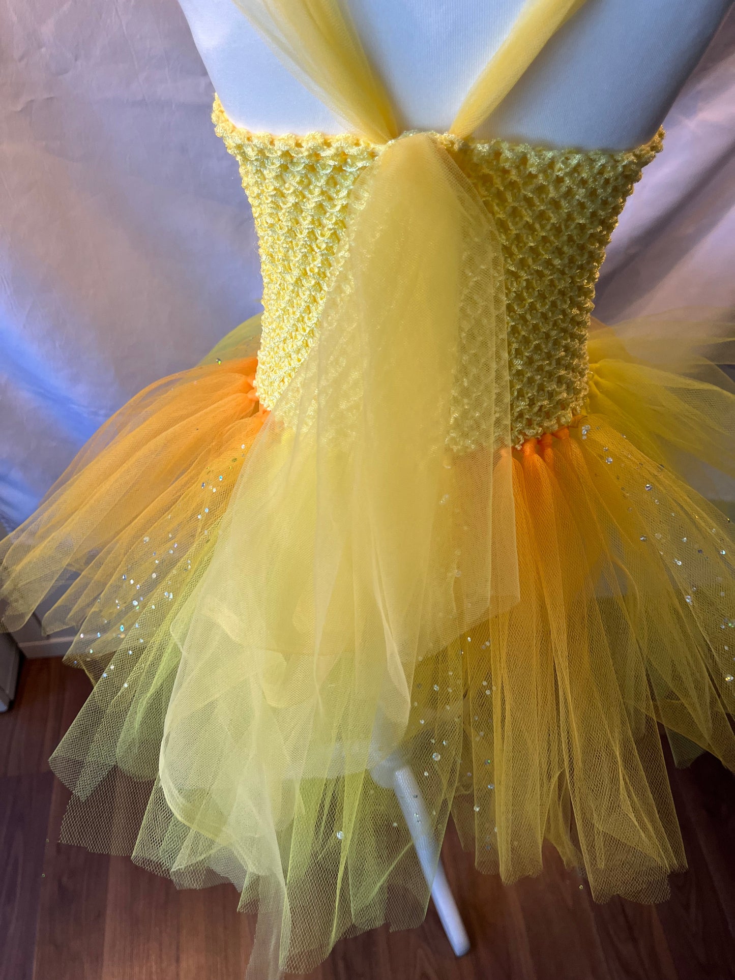 Tutu Dress Tulle & Crochet Dress Up Costume. Glitter Birthday Party with Matching Hairband