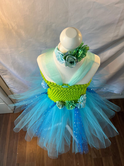 Tutu Dress Tulle & Crochet Dress Up Costume. Glitter Birthday Party with Matching Hairband