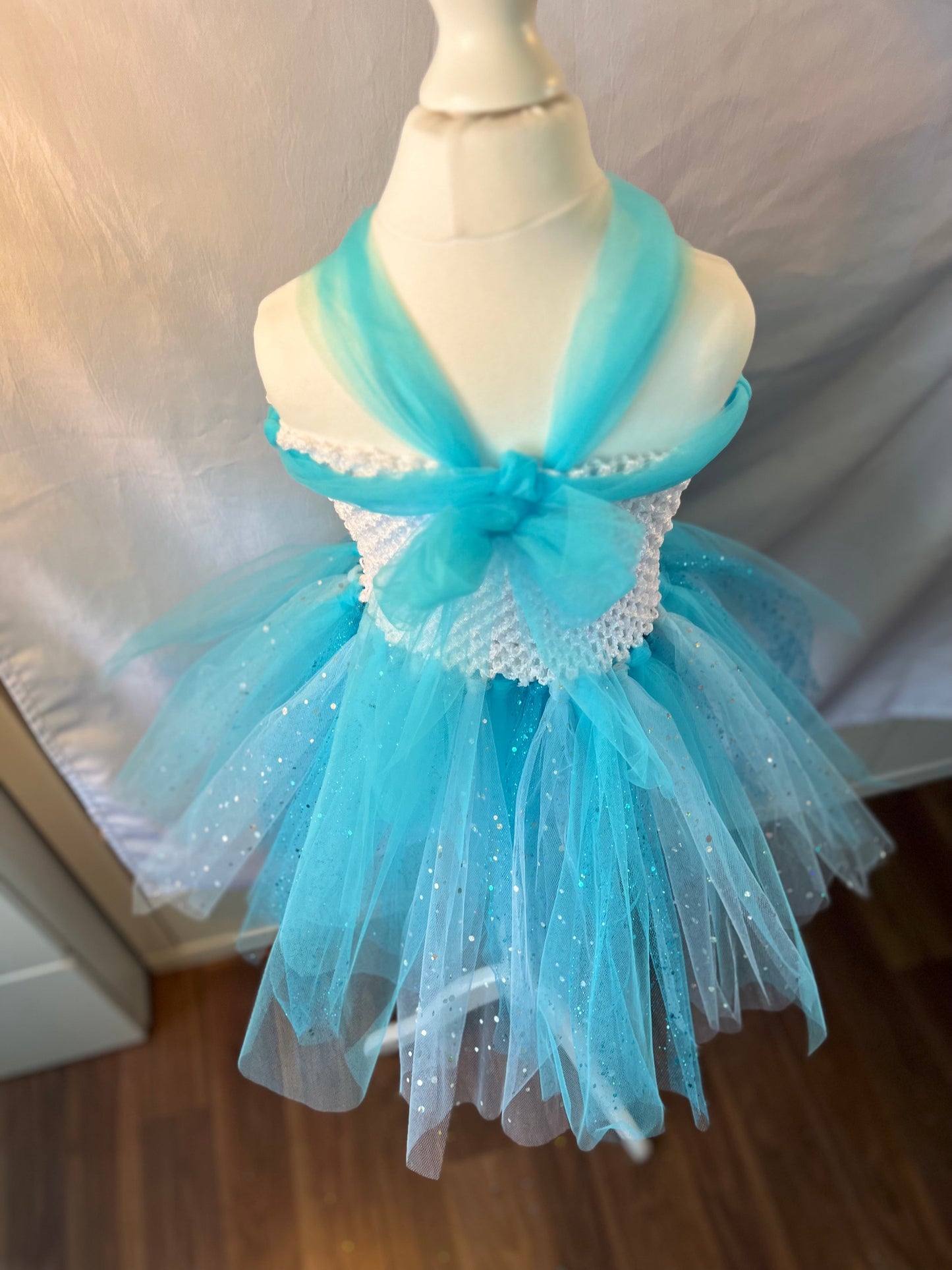 Tutu Dress Tulle & Crochet Dress Up Costume. Glitter Birthday Party with Matching Hairband